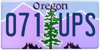 OR license plate 071UPS