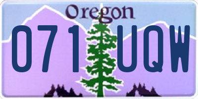 OR license plate 071UQW
