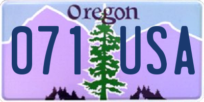 OR license plate 071USA