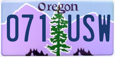 OR license plate 071USW