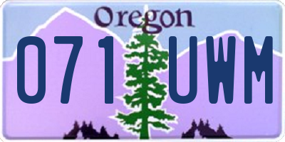 OR license plate 071UWM