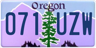 OR license plate 071UZW
