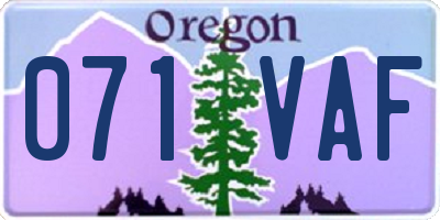 OR license plate 071VAF