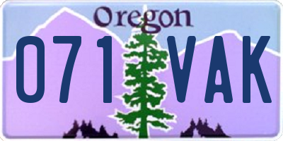 OR license plate 071VAK
