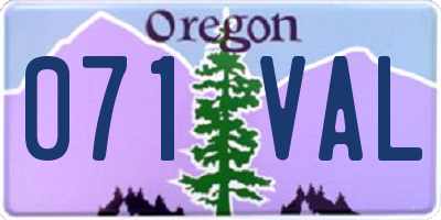 OR license plate 071VAL