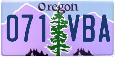 OR license plate 071VBA
