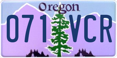 OR license plate 071VCR