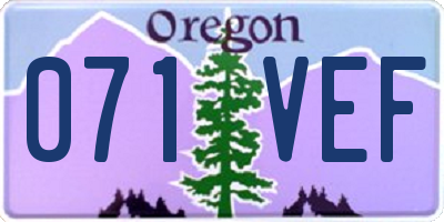 OR license plate 071VEF