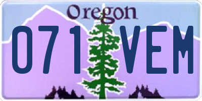 OR license plate 071VEM