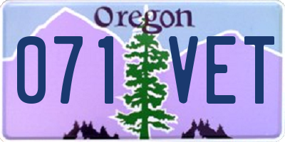 OR license plate 071VET