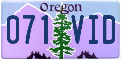 OR license plate 071VID