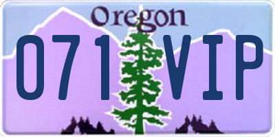 OR license plate 071VIP