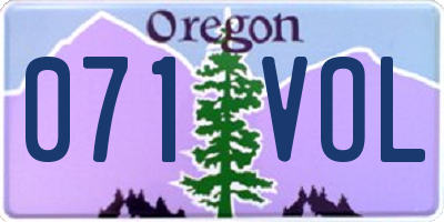OR license plate 071VOL