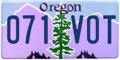 OR license plate 071VOT