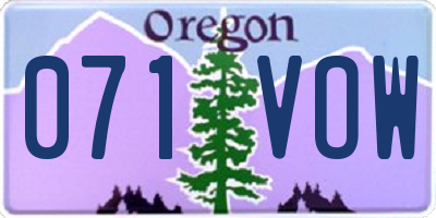 OR license plate 071VOW