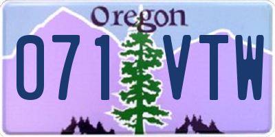 OR license plate 071VTW
