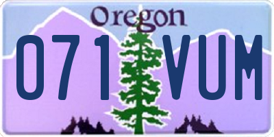 OR license plate 071VUM