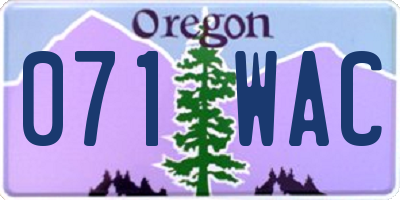 OR license plate 071WAC
