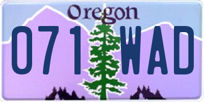 OR license plate 071WAD