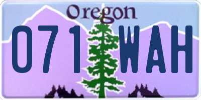 OR license plate 071WAH