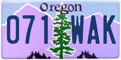 OR license plate 071WAK