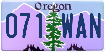 OR license plate 071WAN