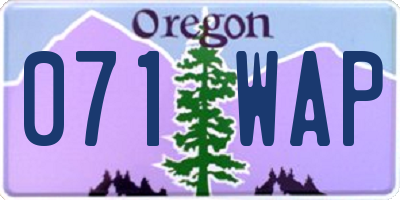 OR license plate 071WAP