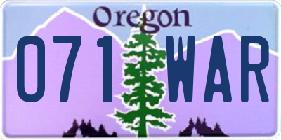 OR license plate 071WAR