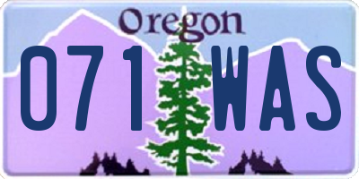 OR license plate 071WAS