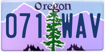 OR license plate 071WAV