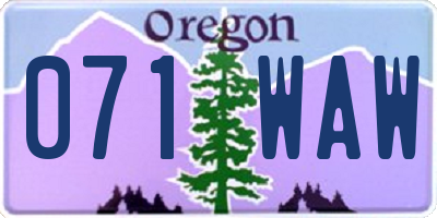 OR license plate 071WAW