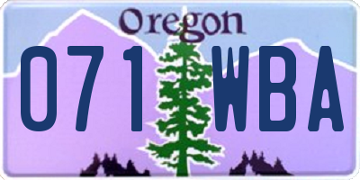 OR license plate 071WBA