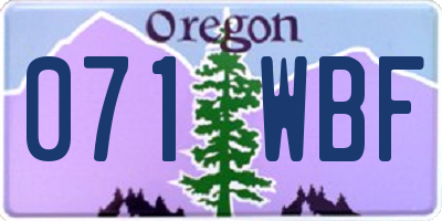 OR license plate 071WBF
