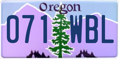 OR license plate 071WBL