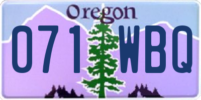 OR license plate 071WBQ