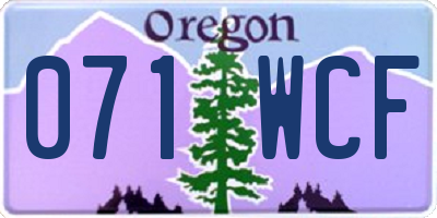 OR license plate 071WCF