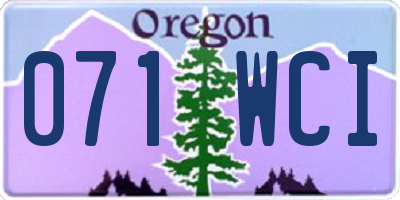 OR license plate 071WCI