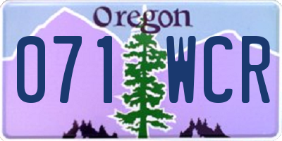 OR license plate 071WCR