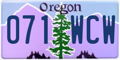 OR license plate 071WCW