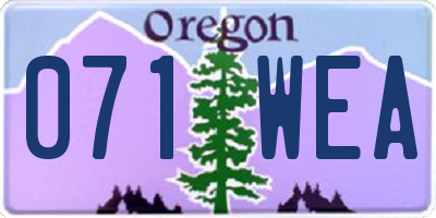 OR license plate 071WEA