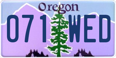 OR license plate 071WED