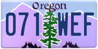 OR license plate 071WEF