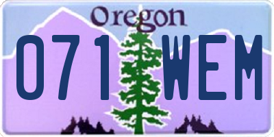 OR license plate 071WEM
