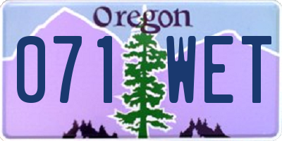 OR license plate 071WET