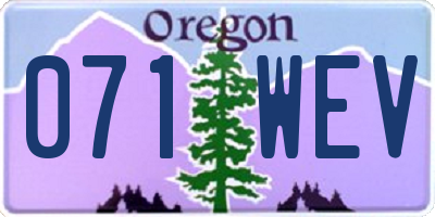 OR license plate 071WEV