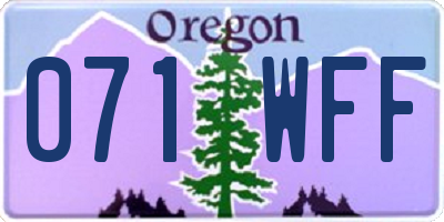 OR license plate 071WFF