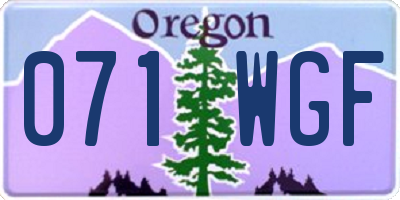 OR license plate 071WGF