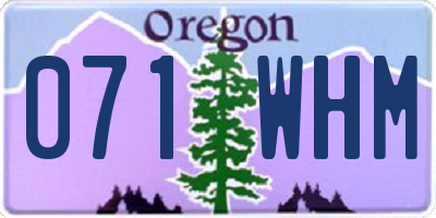 OR license plate 071WHM