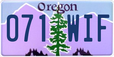 OR license plate 071WIF