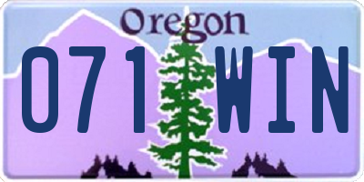 OR license plate 071WIN